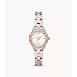 Michael Kors Womens Liliane Three-Hand Rose Two-Tone Stainless Steel Watch - Rose Gold / Silver