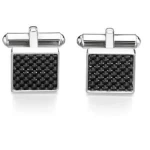 Fred Bennett Stainless Steel Black Carbon Fiber Textured Square...