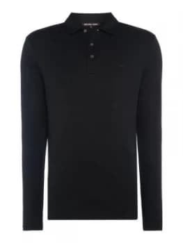 Mens Michael Kors Long Sleeve Slim Fit Polo Shirt Black