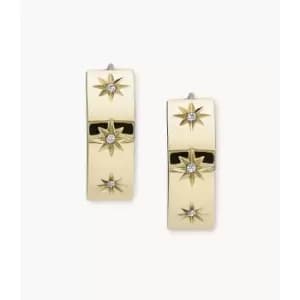 Fossil Womens Sutton Shine Bright Gold-Tone Stainless Steel Hoop Earring - Gold