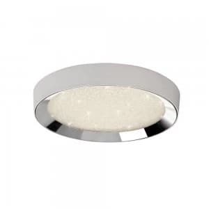 Flush Ceiling Light 50cm Round 40W LED 3000-6500K Tuneable, 1920lm, Remote Control Chrome, Acrylic