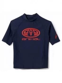 Animal Boys Hiltern Short Sleeve Rash Vest - Navy