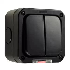 Double IP66 2-Gang Outdoor Switch in Black