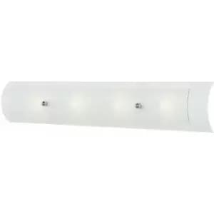 Loops - IP44 4 Bulb Wall Light Bent Linen Glass Frames Polished Chrome LED G9 3.5W