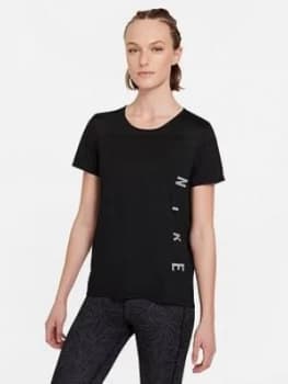 Nike Running Miler DVN GX Tee - Black, Size L, Women