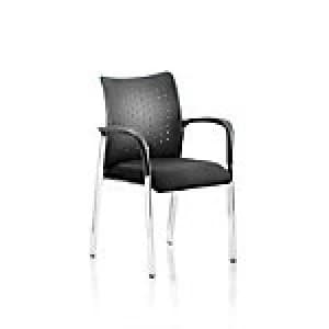 Visitor Chair Academy Plastic Back Black Fabric With Arms
