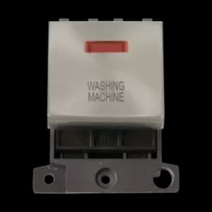 Click Scolmore MiniGrid 20A Double-Pole Ingot & Neon Washing Machine Switch Satin Chrome - MD023SC-WM