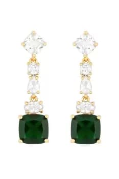 Gold Plated Mixed Stone Emerald Cubic Zirconia Drop Earrings