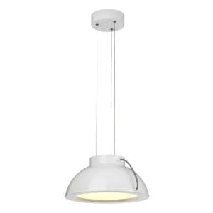 LED 1 Light Medium Dome Ceiling Pendant White Painted Finish
