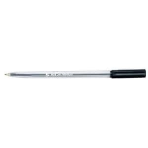 5 Star Office Ball Pen Clear Barrel Medium 1.0mm Tip 0.7mm Line Black Pack of 20
