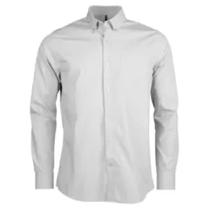 Kariban Mens Long Sleeve Washed Poplin Shirt (S) (White)