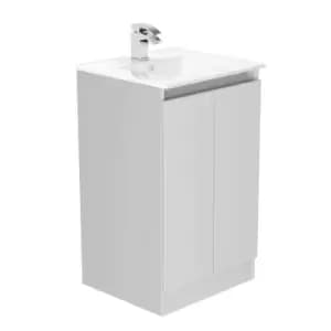Newland 500mm Double Door Large Ceramic Basin Unit - Pearl Grey