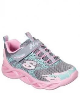 Skechers Twisty Brights Light Trainer, Grey/Pink, Size 1.5 Older
