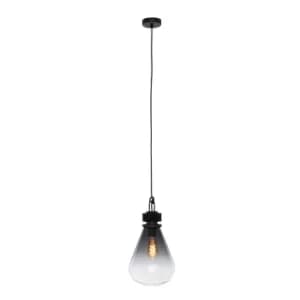 Flere Dome Pendant Ceiling Lights Black Matt, Glass Transparent Grey