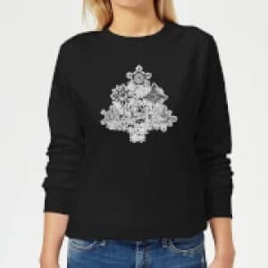 Marvel Shields Snowflakes Womens Christmas Sweatshirt - Black
