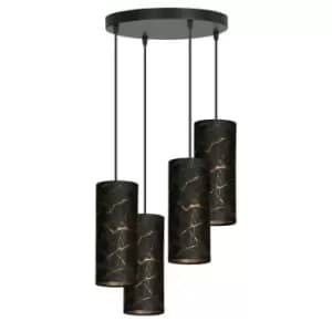 Karli Black Cluster Pendant Ceiling Light with Black Fabric Shades, 4x E14