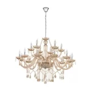 Pendant Light Colour Chrome Shade Cognac Coloured Glass Bulb E14 18x40W