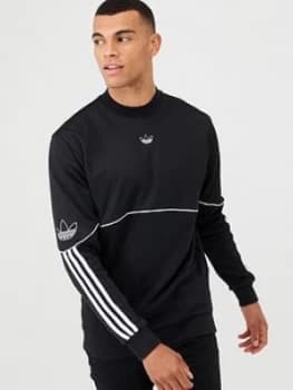 adidas Originals Outline Crew Neck Sweat - Black, Size XL, Men