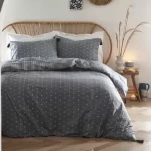 Trenton Spot 180 Thread Count 100% Cotton Percale Duvet Cover Set, Ink Blue, Double - Appletree