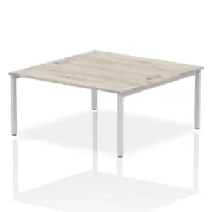 Impulse Bench B2B 2 Person 1600 Silver Frame Office Bench Desk Grey Oak