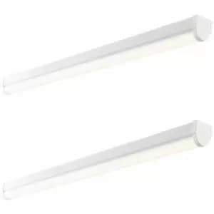 2 PACK 5ft Emergency Batten Light - 41W Cool White LED - Gloss White & Opal