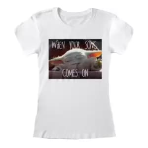 Star Wars: The Mandalorian Womens/Ladies Song Comes On T-Shirt (L) (White)