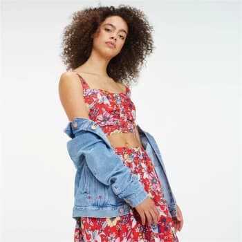 Tommy Jeans Floral Crop Top - Floral/Flame695