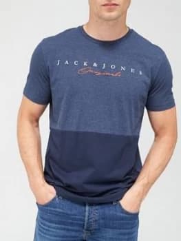 Jack & Jones Station Colour Block T-Shirt - Navy