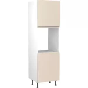 Kitchen Kit Flatpack J-Pull Kitchen Cabinet Tall Single Oven Unit Super Gloss 600mm in Cashmere MFC