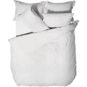 Linen House Palm Springs Chenille Ogee Duvet Cover Set (Double) (White) - White