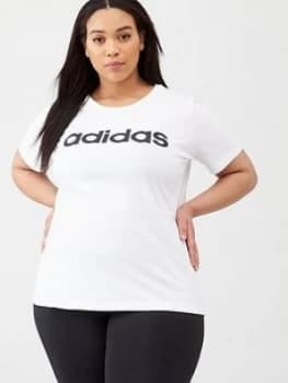 adidas Plus W E Lin S Tee - White, Size 2X, Women