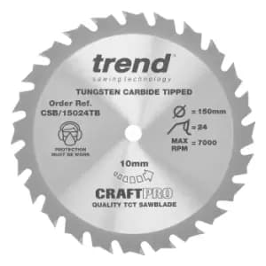 Trend CRAFTPRO Wood Cutting Cordless Saw Blade 150mm 24T 10mm