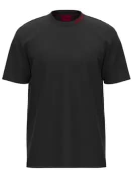 HUGO Collar Logo Cotton T-Shirt Black