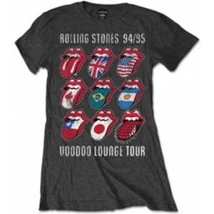 Rolling Stones VDoo Lounge Tongues Grey Ladies TS: Large