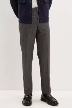 Mens Slim Fit Grey Pinstripe Smart Trousers