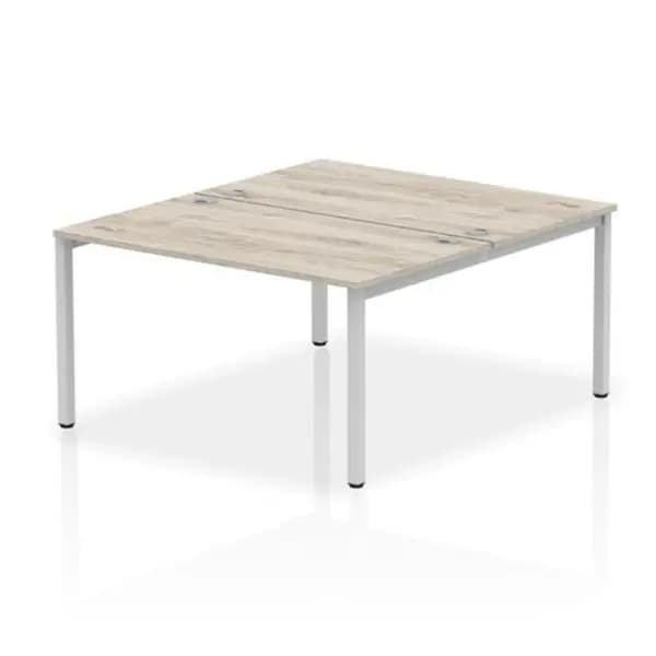 Impulse Bench B2B 2 Person 1400 Silver Frame Office Bench Desk Grey Oak