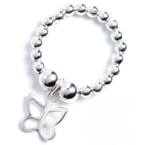Sterling Silver Ball Bead Toe Ring with Butterfly Charm