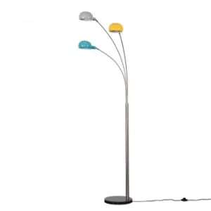 Curva Brushed Chrome Floor Lamp with Multi Coloured Shades