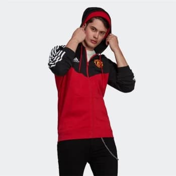 adidas Manchester United Hoodie 2021 2022 Mens - Real Red / Black