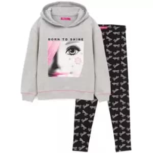 Barbie Girls Hoodie And Leggings Set (3-4 Years) (Grey/Black/White)