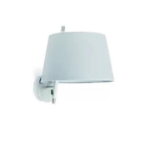 Tango Satin Nickel Wall Lamp Grey Shade, E14