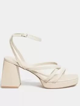 Yours Yours Wide Fit Chunky Platform Strappy Sandal White, Size 5E, Women