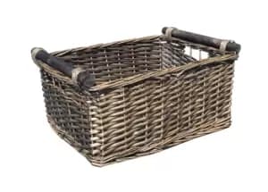 Kitchen Log Fireplace Wicker Storage Basket With Handles Xmas Empty Hamper Basket White,Extra Large 51 x 41 x 22 cm
