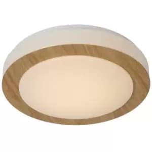 Lucide DIMY - Flush Ceiling Light Bathroom - Ø28,6cm - LED Dim. - 1x12W 3000K - IP21 - 3 StepDim - Light Wood