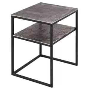 Silver Side Table with Shelf - Farrah