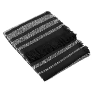 Jour Woven Fringed Throw Noir