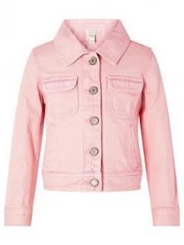 Monsoon Girls Primrose Garment Dye Denim Jacket - Pink, Size 11-12 Years, Women