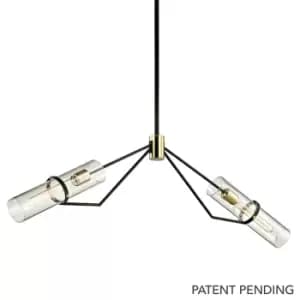 Raef 2 Light Linear Textured Bronze Brushed Brass, Glass