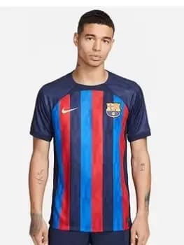 Nike Barcelona Mens 22/23 Home Short Sleeved Stadium Shirt, Blue Size M Men