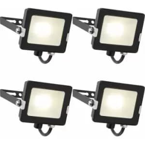 4 pack Outdoor Waterproof LED Floodlight - 20W Cool White LED - Matt Black